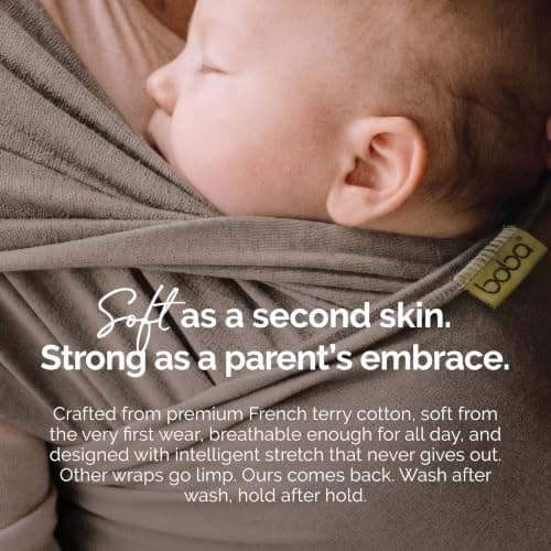 Boba Baby Wrap Carrier - Stretch Cotton Newborn Sling, Grey — view 4