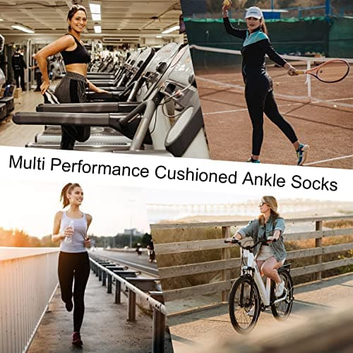 ouhos 3 Pairs Womens Trainer Ankle Running Socks, Ladies Cushioned Anti Blister Sports Socks, Cotton Walking Gym Work Socks, Size 4-7 — view 2