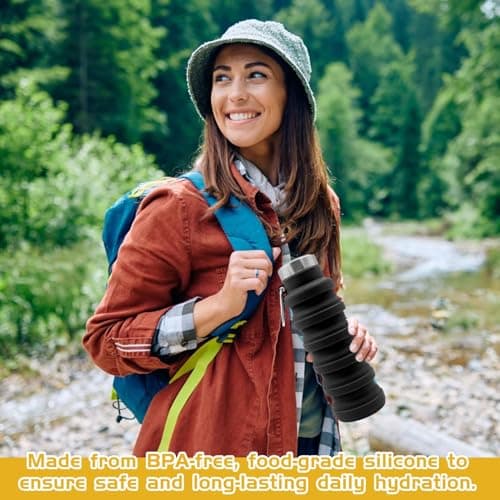 Kaelix Collapsible Water Bottle – BPA-Free Foldable Travel Water Bottle with Leak-Proof Cap – Lightweight, Reusable & Portable for Hiking, Gym, Camping, and Outdoor Sports — view 4
