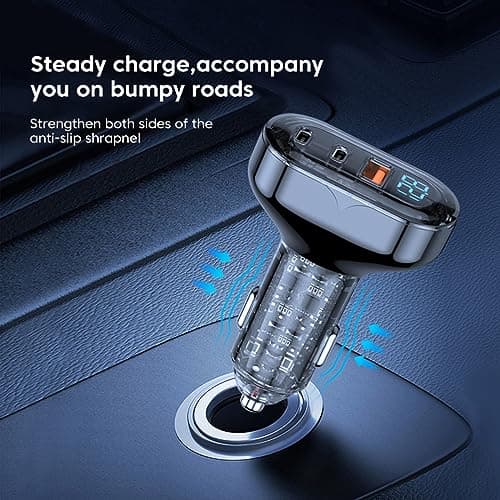 USB C Car Charger Adapter Cigarette Lighter USB Charger, 3 Port Car Phone Charger Voltage Display, PD3.0/QC3.0 Type C Car USB Charger Adapter for iPhone Samsung Galaxy Tablets Laptop & More — view 6