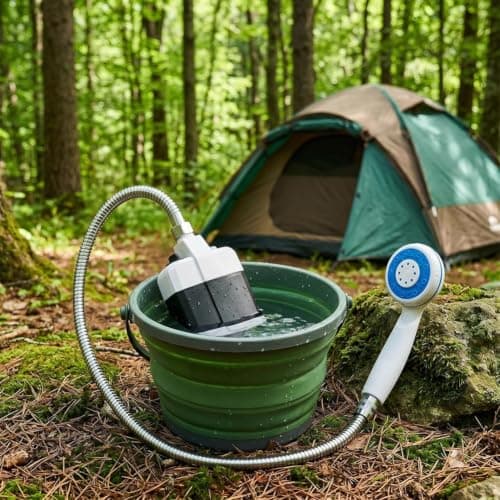 Portable Outdoor Shower, Camping Shower with Showers Pump, Built-in 1500mAh Battery, Electric Handheld Rechargeable Showers for Camping, Travel, Dorm, Van Life and Beach Trips — view 5