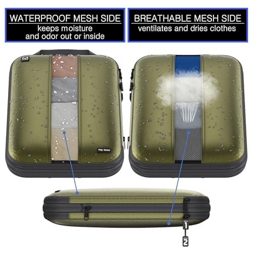 Premium Ultralight Compression Packing Cubes for Travel - Bag Factor Luggage Organizer Set (Double Sided Clean Dirty - Olive Green - 2 Set) — view 4