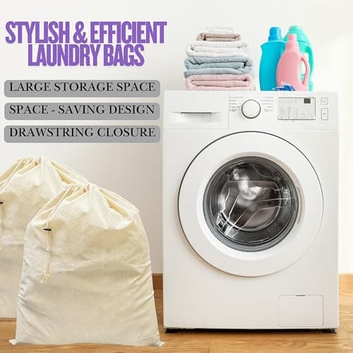 3-Pack 100% Cotton Storage Bags Breathable Dust Proof Drawstring Covers, Large 48cm X 60cm – Storage Bags Cover for Clothes, Travel, & Gifts (X-Large) — view 3