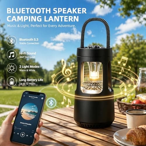 Camping Lantern with Bluetooth Speaker, 4000mAh Camping Lights Rechargeable — view 4