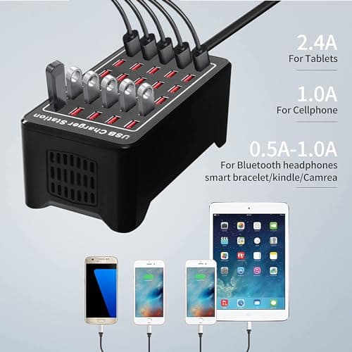 150W USB Charger Station, 30 Ports Desktop Smart Charger — view 3