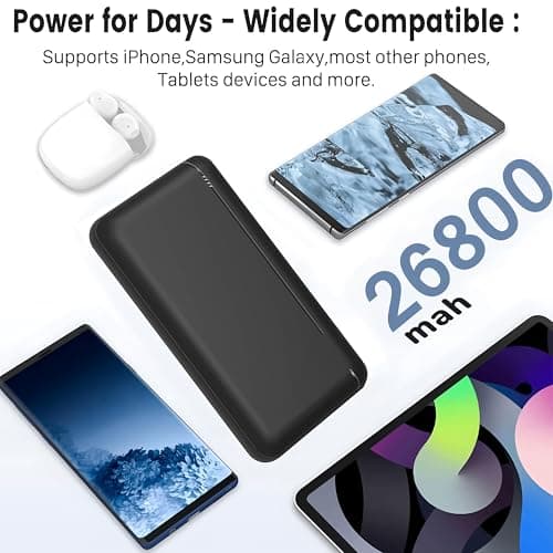 Power Bank 20000mAh, Fast Charging Portable Charger,22.5W Powerbank 2 Output 3 Input External Battery Pack Compatible with iPhone Samsung Galaxy Huawei iPad and More (Black(20K)) — view 5