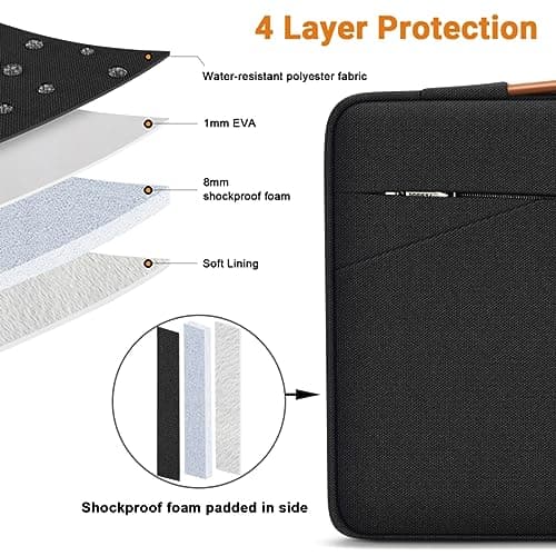 TECOOL 14 Inch Laptop Sleeve Protective Case with Handle and Pockets — view 5