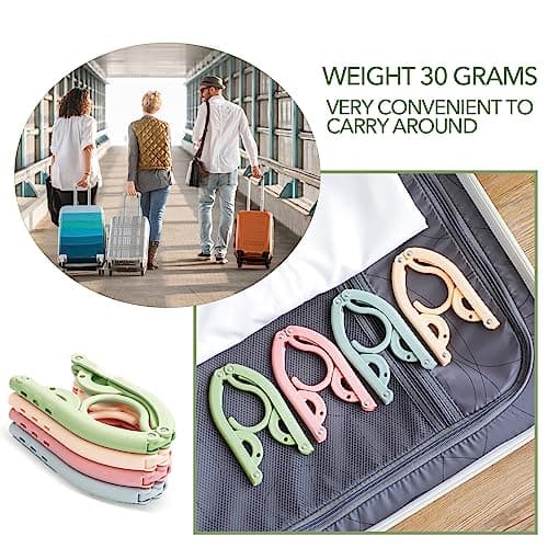 Portable Travel Hangers, 20 PCS Portable Clothes Hangers Save Space, Folding Plastic Clothes Hanger Multifunction Travel Accessories for Holiday Camping and Home Travels Outdoor Camping — view 5