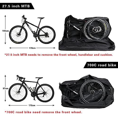 SUNELFFY 26 inch Folding Bike Bag Bike Travel Bag Case Fits 26 inch or below Folding Bikes, Bicycle Transport Case for Air,Train Travel Bike Transport Bag (for 27.5 inch Bike Travel Bag) — view 3