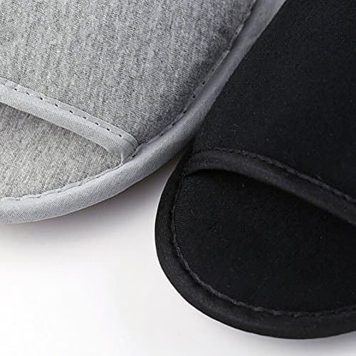 Portable Travel Open Toe Sandals Cotton Spa Hotel Slippers Non-disposable Guest Indoor House Trip (Black, UK Footwear Size System, Adult, Men, Numeric, Medium, 8) — view 6