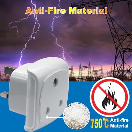 South Africa 3-pin Large Plug Type M (NOT Indian Type D plug) Adapter Convert to 3-pin UK Socket, Safety Protection Design, Flame Proof, 13A Fuse with Safety Shutter (8 Pieces White) — view 5