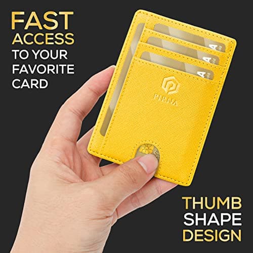 PIRNA Slim Wallet for Women | RFID Blocking Small Credit Card Holder – Thin Card Wallet with Small Money Pocket & Gift Box (Yellow) — view 2