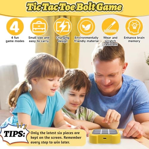 3-in-1 Electronic Tic Tac Toe Toy, Electronic Tic Tac Toe Bolt Game(Yellow) — view 5