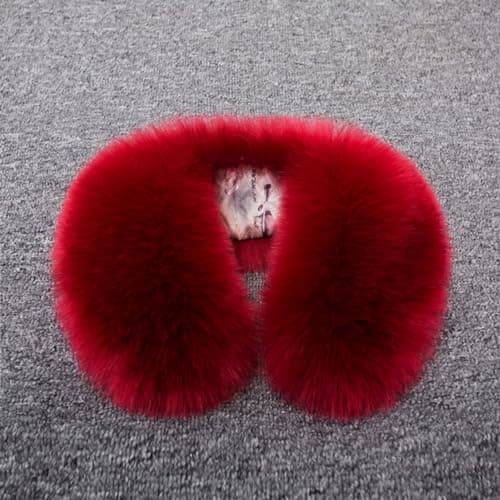 Worparsen Detachable Winter Fluffy Faux Fur Collar Scarf Neck Warmer Thickened Windproof Neck Scarf Neck Wrap for Winter Coat Wine Red — view 2
