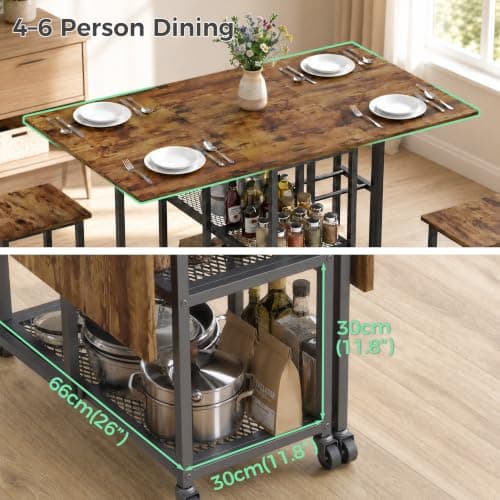 Mondeer Folding Space-Saving Dining Table and Chairs Set 4 — view 4