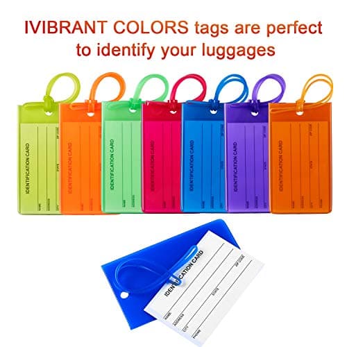 Luggage Tags 8 Pack，Auervo Flexible Silicone Travel Tags, ID Labels, Name Card Holder for Baggage Bags Suitcases Backpacks 8 Colors (8pcs) — view 2