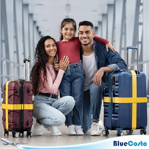 Luggage Straps for Suitcase - Yellow, 1.9m x 5cm, 4 Pack - Strap for Suitcases - TSA Approved by BlueCosto — view 4