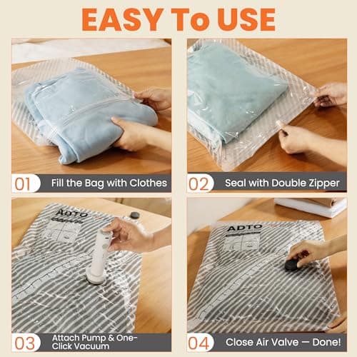ADTO Vacuum Storage Bags, 12 Pack Travel Vacuum Bags for Clothes — view 6