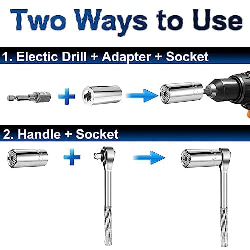 Lpluziyyds Universal Socket Set, Multi-Function Universal Socket Tool with Drill Adapter Unscrew Any Bolt Gifts for Dad, Husband, Boyfriend, Men, Fathers' Day Present — view 4