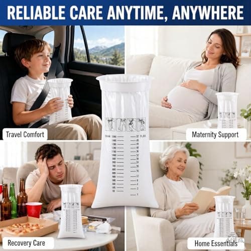 20Pack Vomit Bags Disposable Barf Bags,1000ml High Density Emesis Bags with Snap,Perfect for Morning Sickness,Kids,Pregnant Woman,Car Motion Sickness，Airsick (white) — view 4