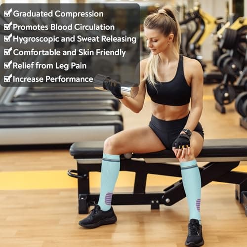 Queenshin Compression Socks Women Flight Knee High Light Support Stockings — view 4