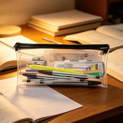 Wlleoaa School Stationary Sets, Back to School Stationery Set, Exam Stationer Set, Maths Sets, with Pen, Ruler, Protractor, Compass, Highlighter, Pencil Case, Eraser, for Office, Home, Schools — view 5