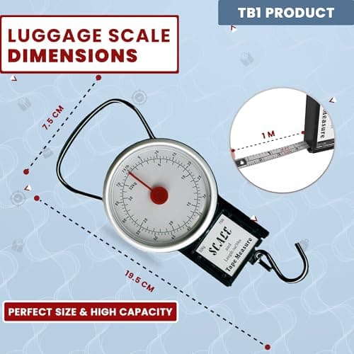 TB1 Products 2 Pack Mechanical Luggage Scale 32kg – Portable Suitcase Weighing Scales with Hook – Travel Weight Checker for Holiday, Baggage, Hand Luggage – No Batteries Needed, Compact & Durable — view 4