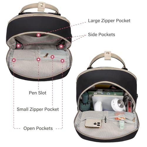 LOVEVOOK Laptop Backpack Womens, 17 Inch School Bags for Girls Travel Rucksack with USB Port Waterproof Back Pack for Work Business College School, Khaki Black — view 3
