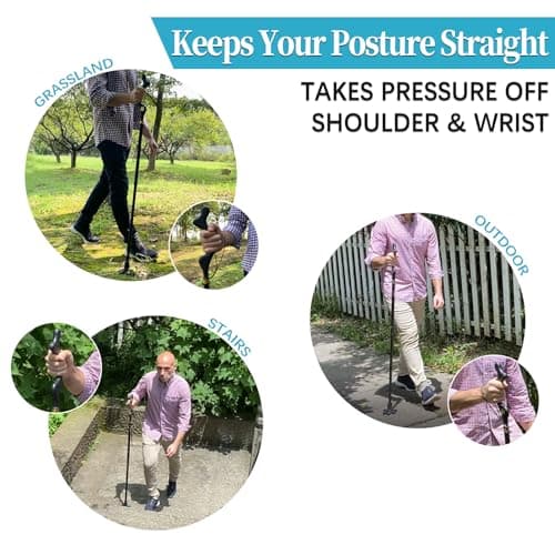 Walking Sticks Foldable for Men & Women Seniors for Balance,Self Standing Folding Cane,Height Adjustable Anti-Slip Lightweight Alloy Walking Stick Collapsable for Travel Mobility Aid (blue) — view 5