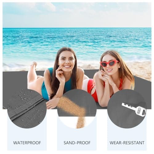 AYBUY Outdoor Travel Blanket, 200 x 140 cm Sandproof Beach Mat, Black — view 2