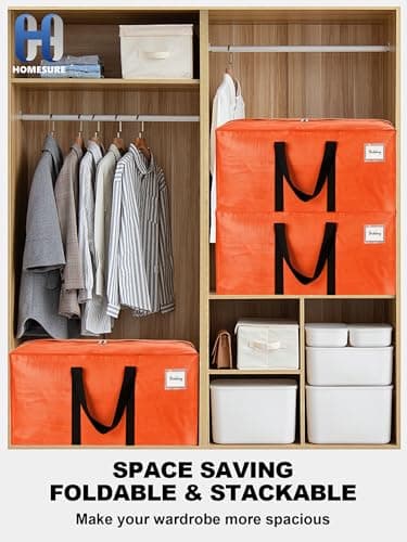 HOMESURE Supports 200lbs Heavy Duty Moving Bags - Strong Zipper & Wrap-Around Handles - Water-Resistant Storage Totes, Durable Alternative to Moving Boxes - 12 Pack - Orange — view 6