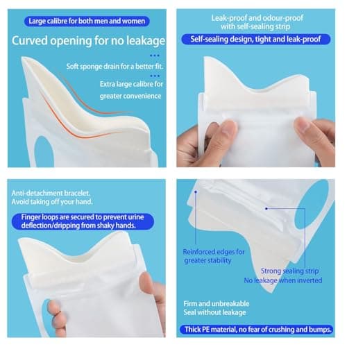 YUNYU 8-Pack 700ml Disposable Urine Bags with Handle & Gel - Portable Emergency Urinal for Travel, Car, Camping, Traffic Jam - Suitable for Men, Women, Kids, Pregnant & Patients — view 4