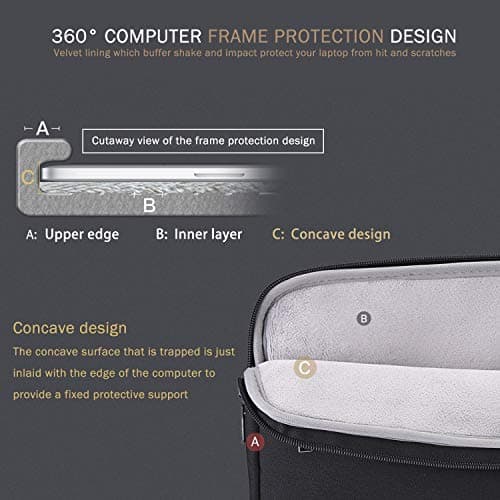 Voova Laptop Sleeve Case 13 13.3 Inch for MacBook Air 13 M1/M2/M3 2020-2024, MacBook Pro 13/14, Waterproof Slim Computer Bag Cover with Handle and Accessory Pocket, Black — view 3