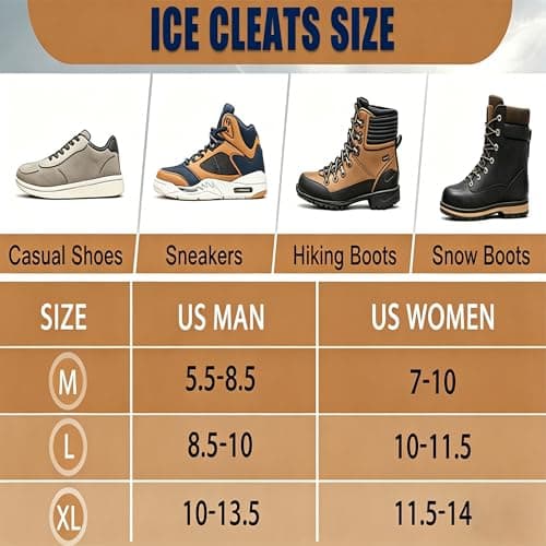 2Pairs Ice Cleats for Shoes and Boots Ice Spikes Crampons for Hiking Boots — view 5