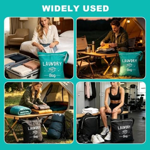2 Pack Travel Laundry Bags, Foldable Dirty Clothes Organiser for Gym — view 4
