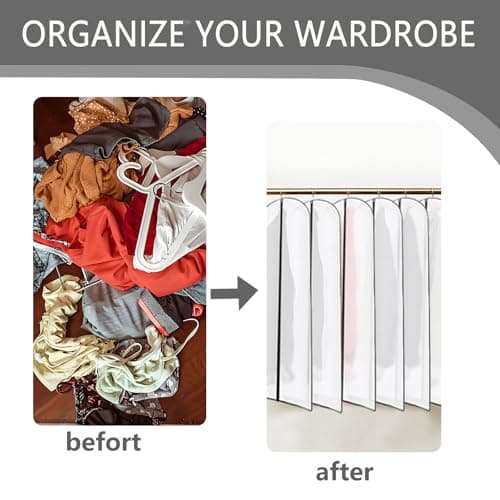 3PCS Dress Bags Covers Long, Full Length Garment Bags with Zipper, 60 x 140cm Dustproof Dress Covers for Women, Black Border Storage Solution for Seasonal Clothing and Travel — view 5