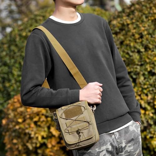 HUNTVP Messenger Bag Tactical Cross Body Bag Men Military Shoulder Bags Laptop Pack for Men Women Work Travelling Camping Hiking Outdoor (Black/Brown/Grey/Green) — view 5