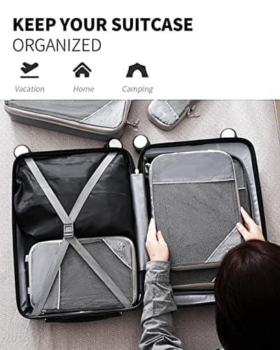 Ultralight Compression Packing Cubes for Travel Expandable Packing Organizers for carry on Suitcase 6 Set Compression Packing Cubes Travel Accessories (Grey,3Pcs) — view 4