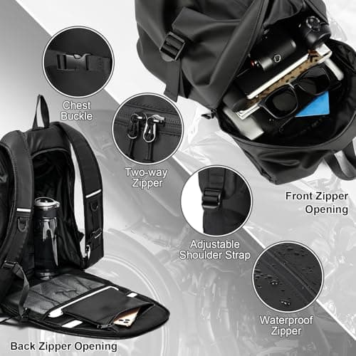 WEPLAN Helmet Backpack Mens Womens Motorcycle Backpack Motorbike Helmet Bag Waterproof Motorcycle Rucksack Backpacks for Men Women Travel Backpacks,Black L — view 6