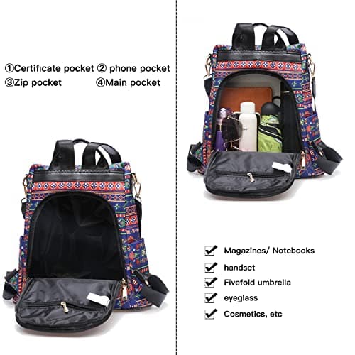 shepretty Waterproof Anti-theft Backpack for Women Travel, 8888R, M, Oxford — view 3