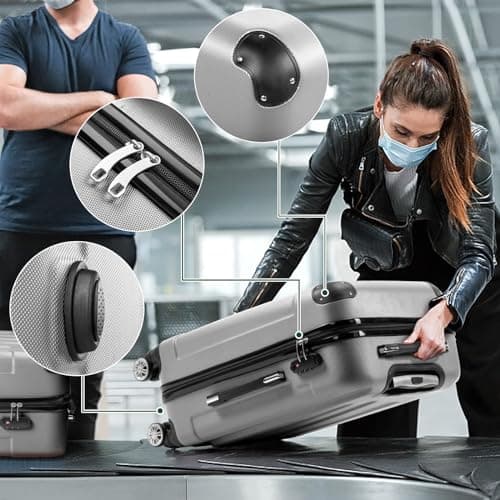 Karl home Lightweight Suitcase Set ABS Hard Shell Luggage, 3-Piece Silver — view 4