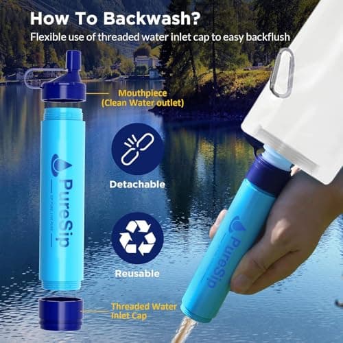 Portable Water Filter Straw Kit with Accessories, Emergency Survival Gear for Camping, Hiking, Travel — view 4
