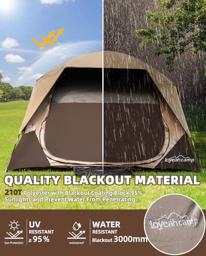 LOYEAHCAMP Tent 4/6 Person Blackout Camping Tent with Rainfly — view 3