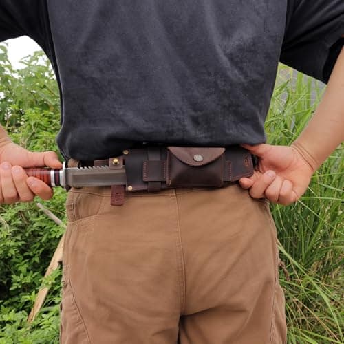 Leather Fixed Blade Knife Sheath for Belt Straight Knife Holster — view 6