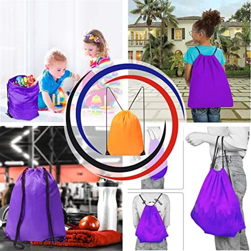 SAWANS Drawstring Bags Gym Swimming School Sports Bag Unisex 1PCS Trainer String Bag Sack Backpack PE Bags for Women Men Children Travel Beach Kids Boys Girls Outdoor Shopping (Purple 1pc) — view 4