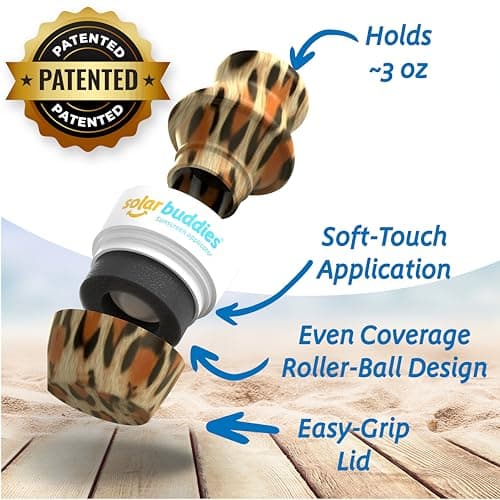 Solar Buddies Sunscreen Applicator - Leopard Single - Refillable Roll on Sponge Sunscreen, Suncream & Lotion Applicator For Kids, Adults & Families - Holds 3.4fl oz, Perfect Size for Travel — view 2