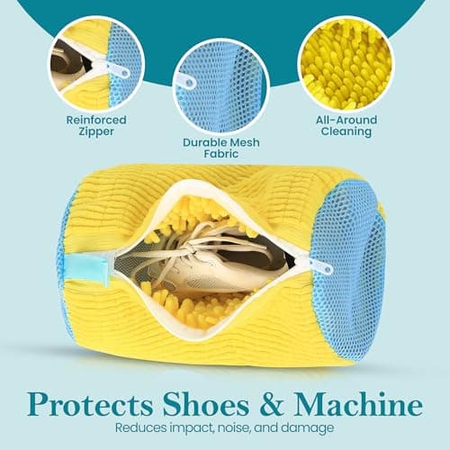 NARGY Shoe Wash Bag for Washing Machine – Reusable Zipper Shoe Bag for Washing Machine – Yellow Wash Pouch for Trainers & Sport Shoes — view 5