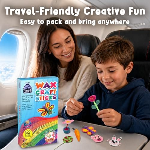 PURPLE LADYBUG 300 PCS Bendable Wax Craft Sticks, Imagination Sticks for Kids, Road Trip Essentials, Travel Toys for Toddlers in Car, Airplane Activities for Kids Ages 4-8, Camping & Summer Essentials — view 2
