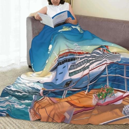 Fleece Blanket Summer Sea Cruise Throw Blankets for Couch & Bed 40"x30",Luxury Plush Cozy Flannel Blanket,Ultra-Soft Warm Lightweight Throw Blanket for All-Season Travel Camping — view 6