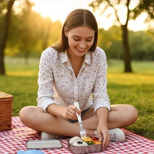 2 Pack Foldable Spoon and Fork Set, Portable 304 Stainless Steel Travel Utensils, Folding Sporks with Storage Case for Camping, Hiking, Outdoor Picnic, Backpacking — view 6
